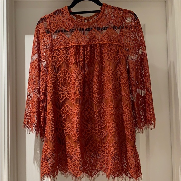 Blu Pepper Tops - Blu Pepper Lace Rust Colored Top